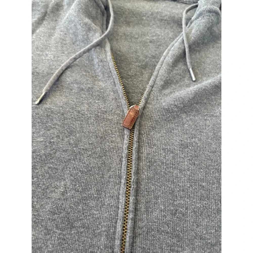 Vintage Polo Ralph Lauren Mens leather Full Zip Sweatshirt‎ Gray Size Large